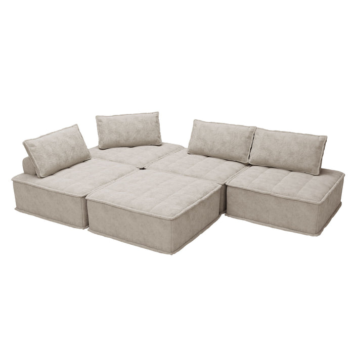 Luxury L-Shaped Modular Sofa With Hidden Legs, Adjustable Cushions, And Spring Seats - Perfect For Modern Living Room