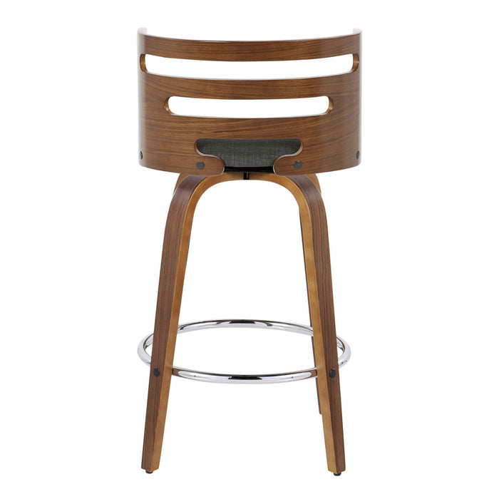 Cosini - Mid Century Modern Fixed Height Barstool With Swivel With Round Footrest (Set of 2)