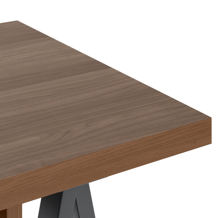 Sawhorse - Solid Walnut Veneer and Metal Desk - Walnut