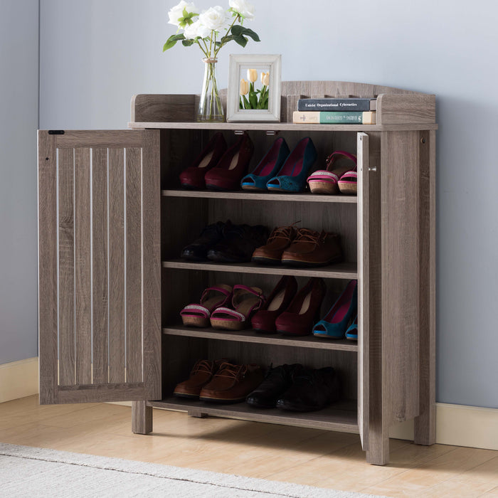 Organizing Two-Door Shoe Cabinet With Four Storage Shelves - Dark Taupe