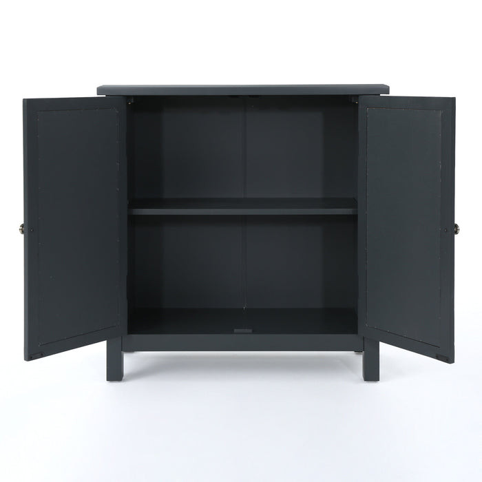 Firwood Mirror Finished Double Door Cabinet - Charcoal Gray