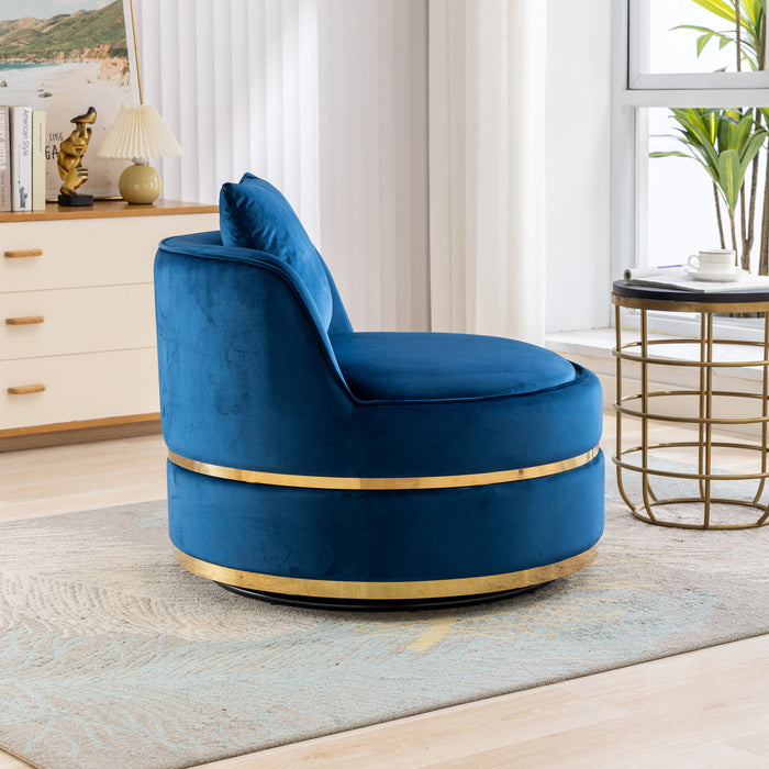 360° Swivel Accent Chair Velvet Modern Upholstered Barrel Chair Over-Sized Soft Chair With Seat Cushion For Living Room