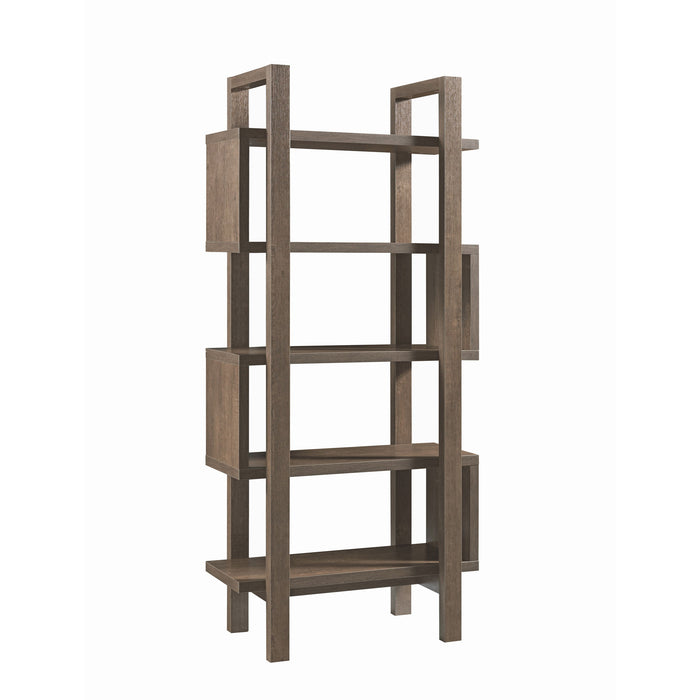 Abstract Bookcase, Home Display Cabinet With Five Shelves - Walnut Oak