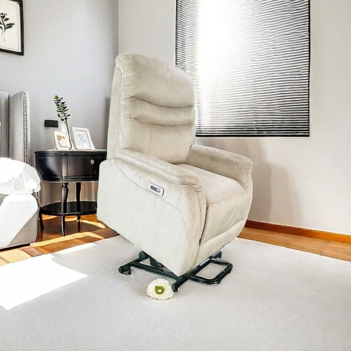 Comfortable Electric Lift Chair, Made Of High Grade Leather, Provides Full Body Support And Convenient Remote Control Operation, Making It An Ideal Choice For The Elderly And Those With Limited Mobili - Light Gray