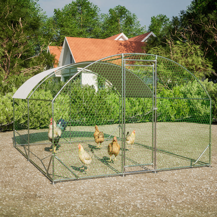 Large Chicken Coop Metal Chicken Run With Waterproof And Anti-Uv Cover, Dome Shaped Walk-In Fence Cage Hen House For Outdoor And Yard Farm Use, 1" Tube Diameter