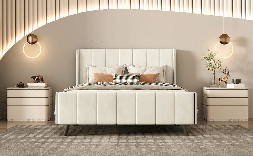 Upholstered Platform Bed, Velvet