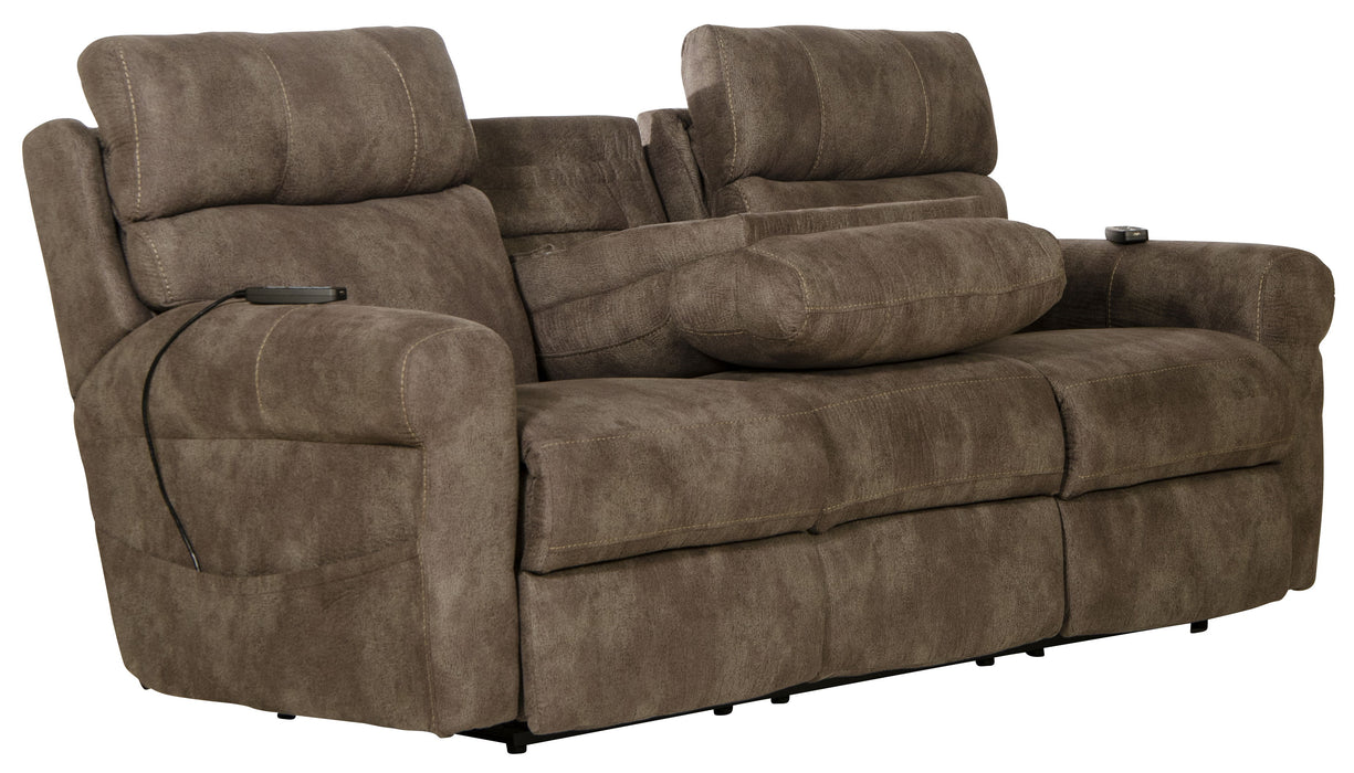 Tranquility - Power Headrest Power Lay Flat Reclining Sofa With DDT / CR3 Heat / Massage / Lumbar - Pewter