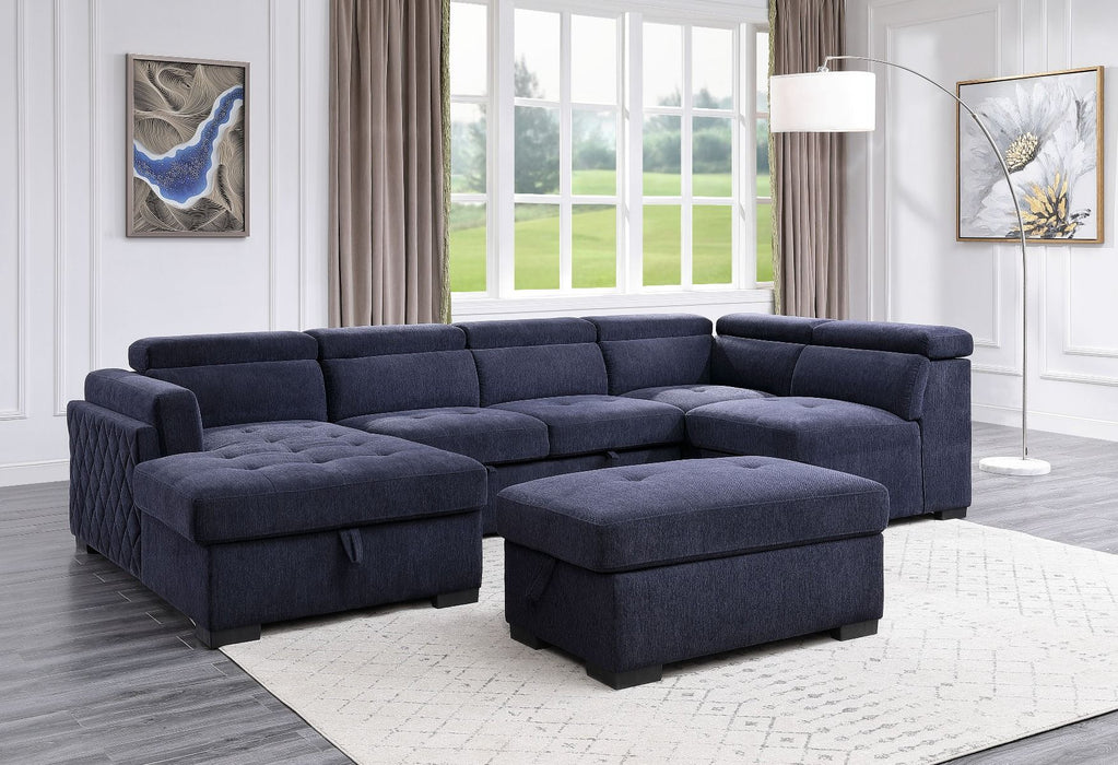 Nekoda - Sectional Sofa - Navy Blue Fabric