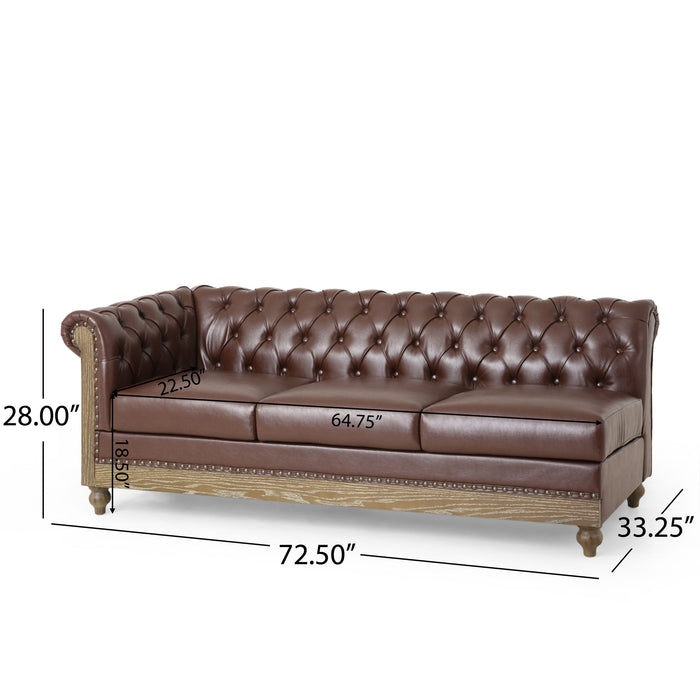 Comfy Large Sectional Sofa With Wooden Legs, Retro Style For Living Room