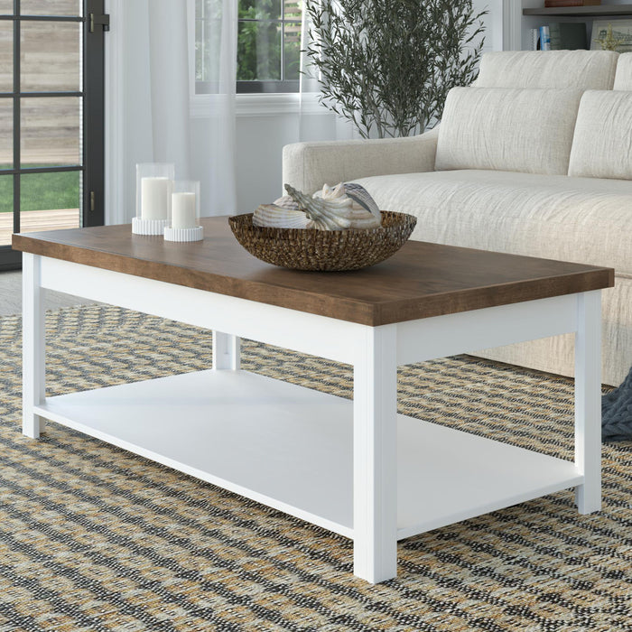 Bridgevine Home - Hampton 48" Hampton Coffee Table - Jasmine Whitewash and Barnwood Finish