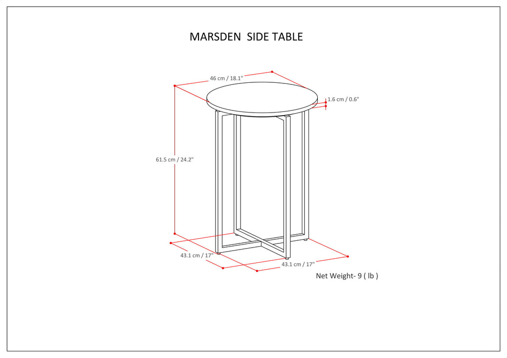 Marsden - Side Table with Polished Stainless Steel Base - White / Silver