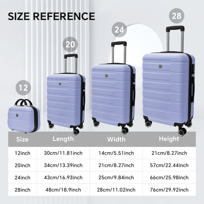 4 Piece Hard Shell Luggage Set, Carry On Suitcase With Spinner Wheels, Family Luggage Set