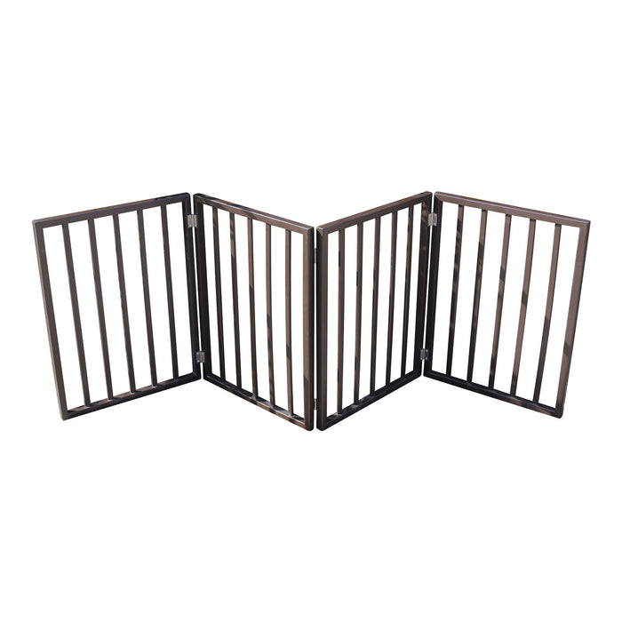 Pet Gate Dog Gate For Doorways, Stairs Or House Freestanding, Folding - Dark Brown