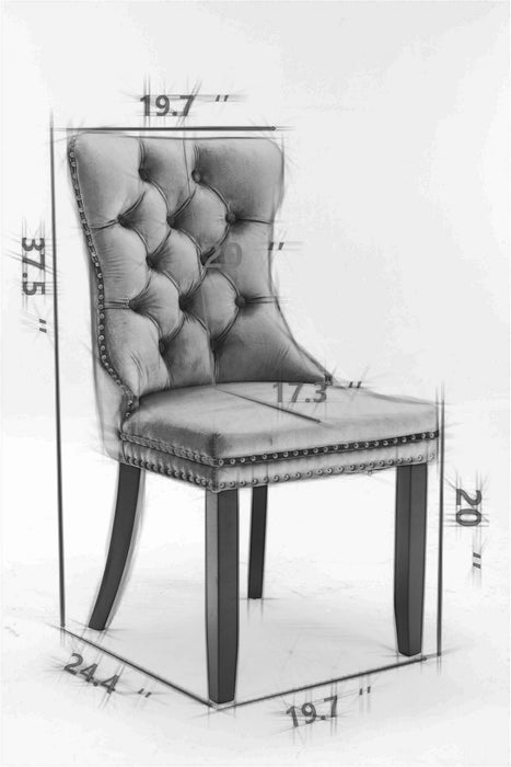 Nikki - Modern, High-End Tufted Solid Wood Contemporary PU And Velvet Upholstered Dining Chair With Wood Legs Nailhead Trim (Set of 2)