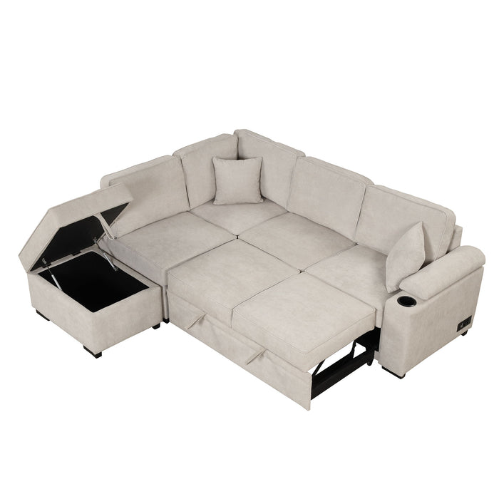 Sleeper Sofa Bed, 2 In 1 Pull Out Sofa Bed L Shape Couch With Storage Ottoman For Living Room, Bedroom Couch And Small Apartment