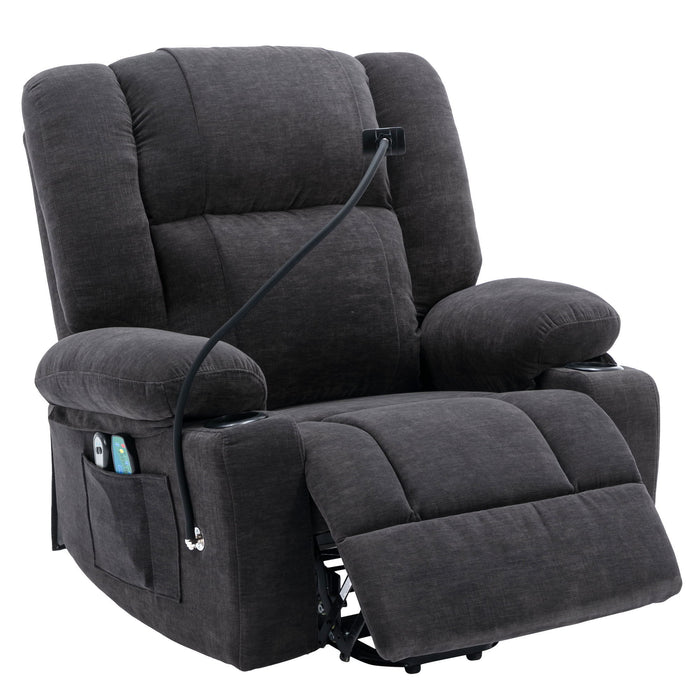 Power Lift Recliner Chair Electric Recliner For Elderly Recliner Chair With Massage And Heating Functions, Remote, Phone Holder Side Pockets And Cup Holders For Living Room