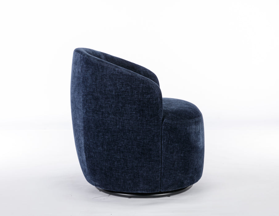 Chenille Fabric Swivel Accent Armchair Barrel Chair With Powder Coating Metal Ring