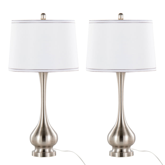 Cairo - Contemporary Table Lamp (Set of 2) - Nickel / White / Silver Trim