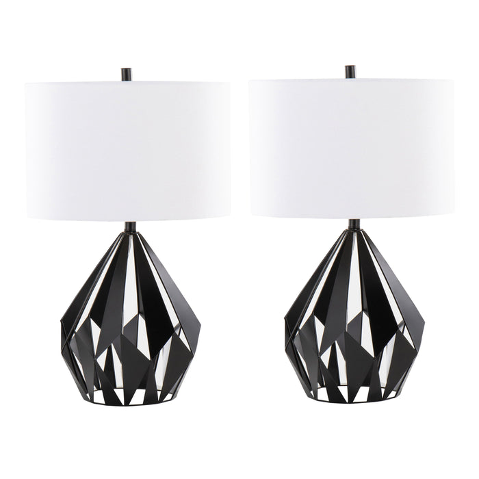 Geo - Me Tri Contemporary Table Lamp (Set of 2) - Matte Black / White