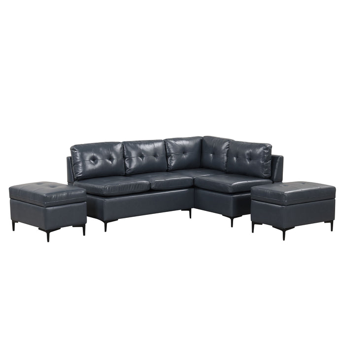 L-Shaped Corner Sofa Sectional Sofa Couch With Movable Storage Ottomans For Living Room