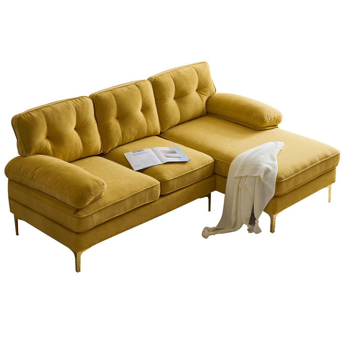 Modern Sectional Sofas Couches Velvet L Shaped Couches For Living Room, Bedroom