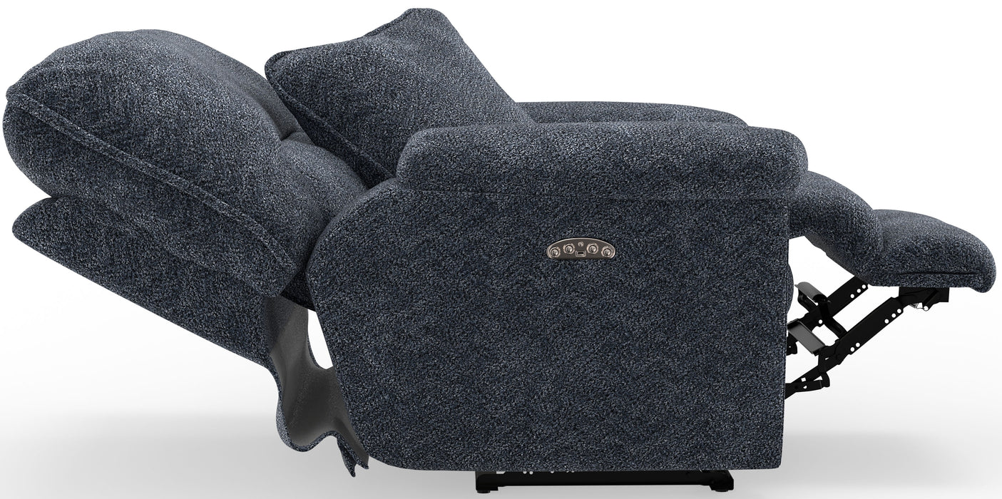 Paxon - Deep Seat Power Lay Flat Recliner With Power Adjustable Headrest - Smoke