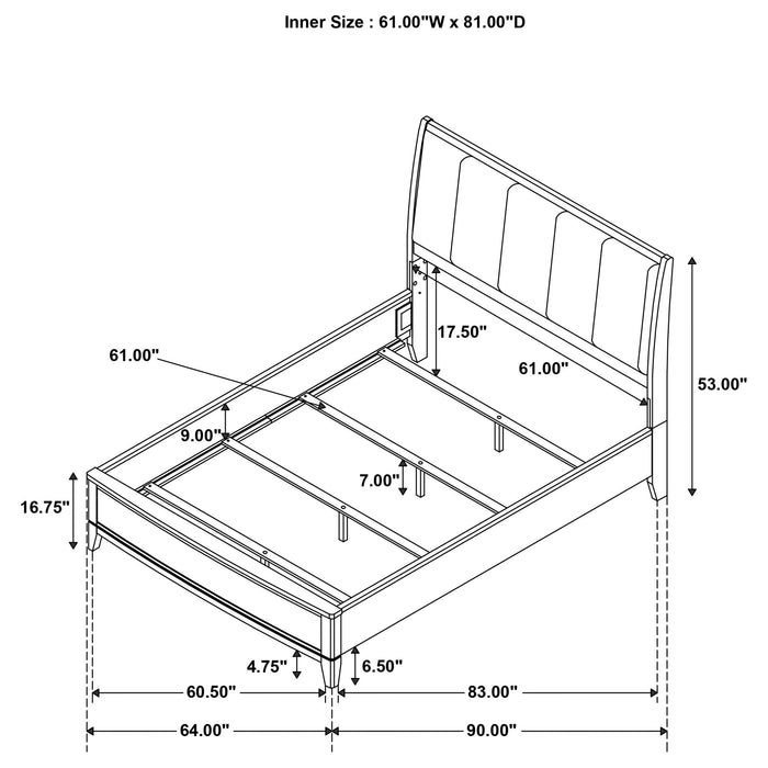 Granada - Upholstered Queen Panel Bed - Natural Pine