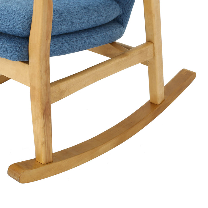 Elegant Solid Wood Rocking Chair With Linen Cushion