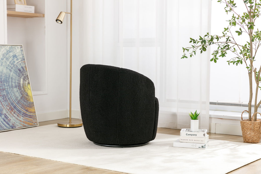 Teddy Fabric Swivel Accent Armchair Barrel Chair With Powder Coating Metal Ring