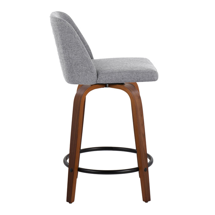 Toriano - Mid Century Modern, Fixed Height Counter Stool & Swivel And Round Footrest (Set of 2)