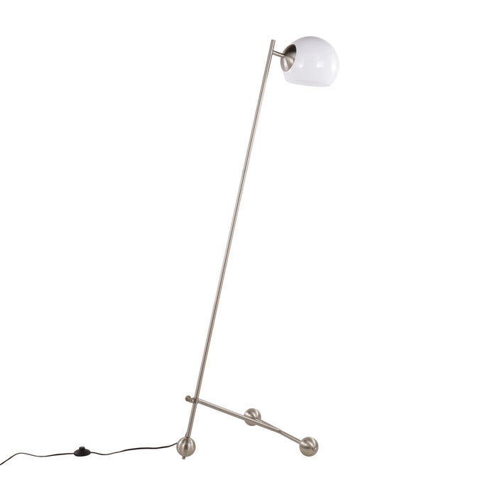 Eileen - Contemporary Floor Lamp - Nickel / White