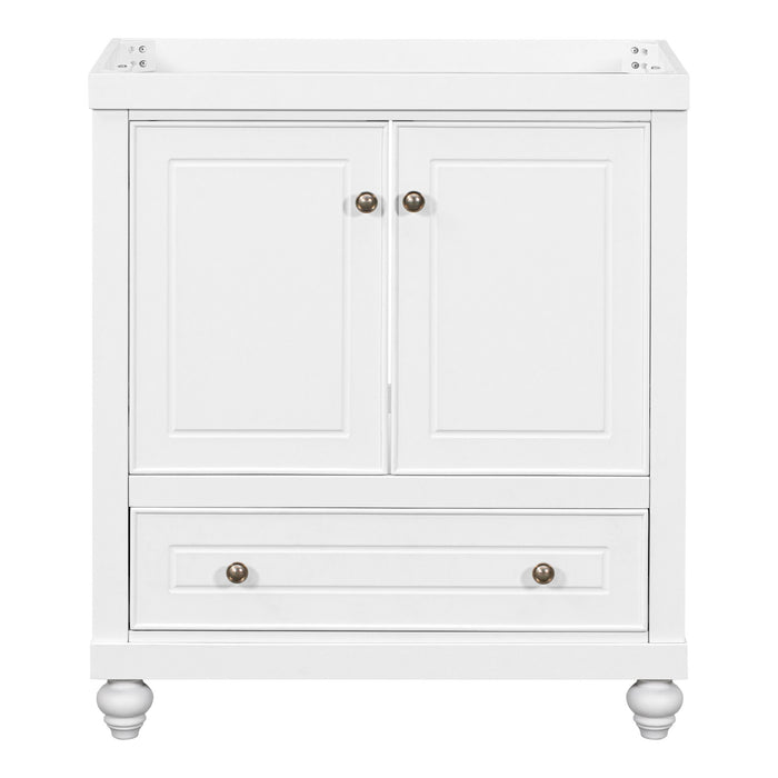 Bathroom Vanity Without Sink, Base Only, Cabinet With Doors And Drawer, Solid Frame And MDF Board - White