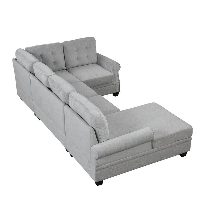 Modern U-Shaped Corner Sectional Sofa Upholstered Linen Sofa Couch For Living Room