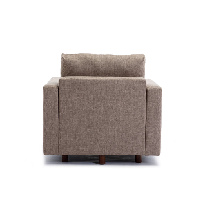 Single Seat Module Sofa Sectional Couch With Armrest With 1 Ottoman, Cushion Covers Non-Removable And Non-Washable