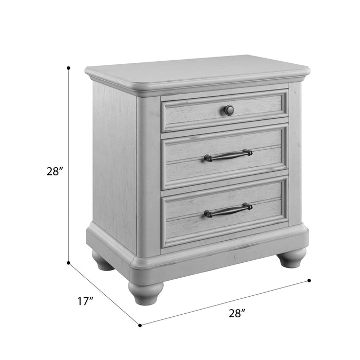 Mariano - 3 Drawer Nightstand With USB - Gray