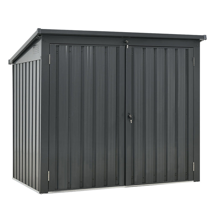 Garbage Bin Shed Stores 2 Trash Cans Metal Outdoor Bin Shed For Garbage Storage