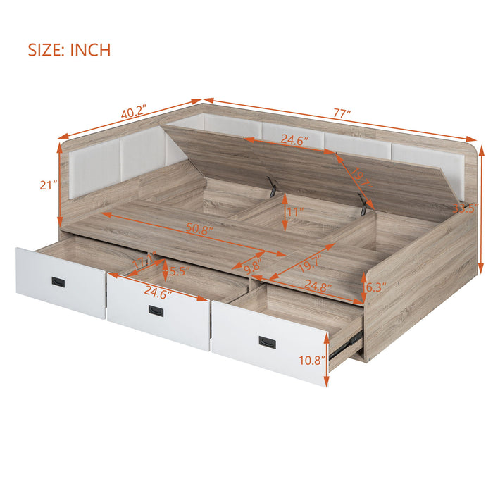 Daybed With Three Drawers And Three Storage Compartments