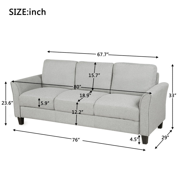 3 Seat Sofa Living Room Linen Fabric Sofa