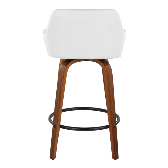 Daniella - Contemporary Fixed Height Counter Stool With Swivel With Round Footrest (Set of 2)