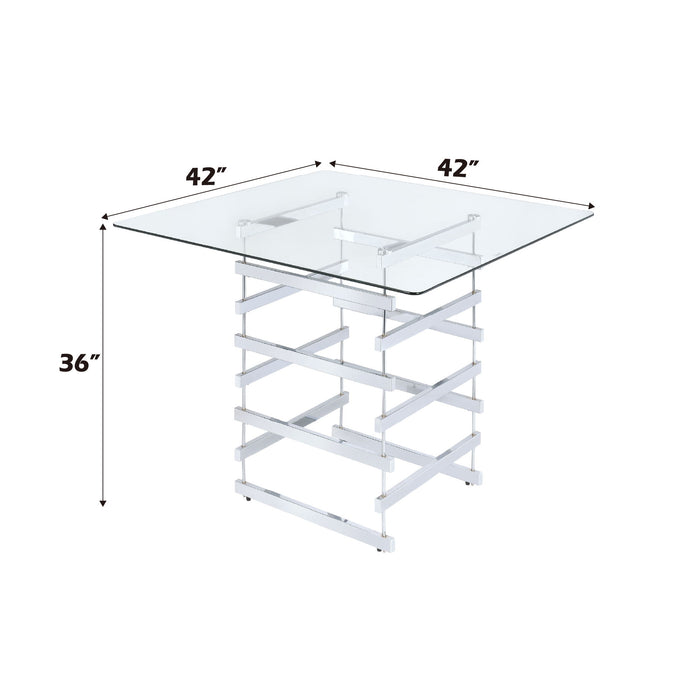 Nadie - Clear Glass Top Counter Height Table - Chrome