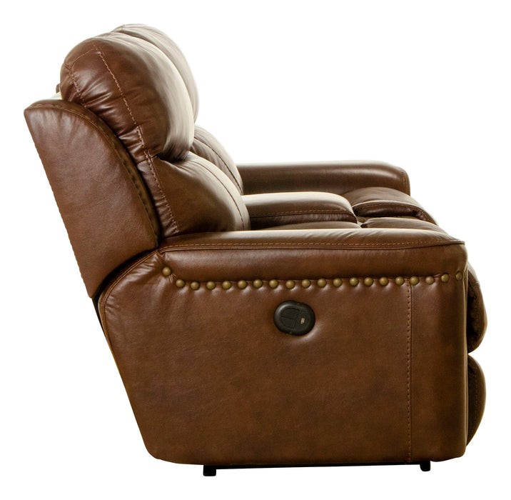 Ceretti - Power Reclining Console Loveseat - Brown Top Grain Italian Leather Match