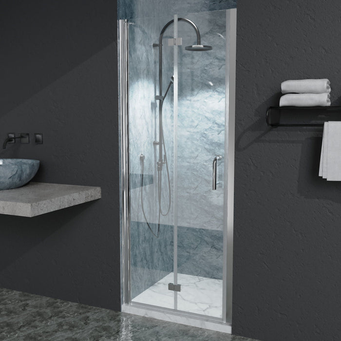 Bi-Fold - Semi-Frameless Shower Doors In Chrome With Clear Glass - Chrome