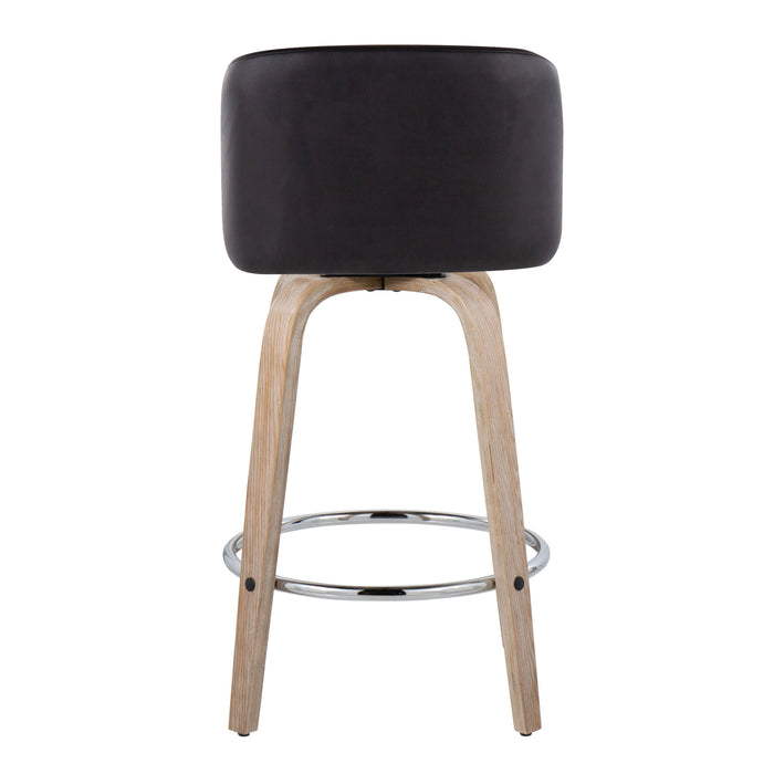 Toriano - Modern Design Fixed Height Counter Stool With Swivel With Round Footrest (Set of 2)