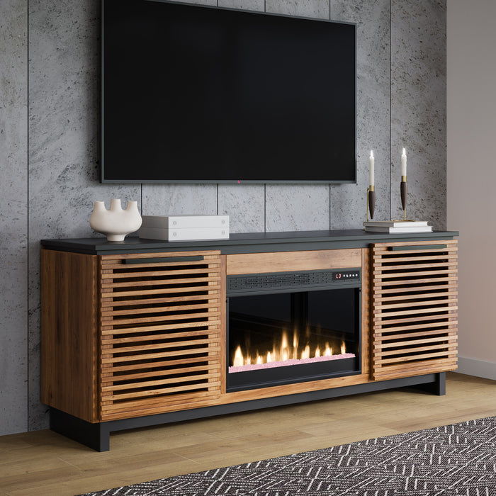 Graceland - 69" Fireplace TV Stand - Black / Bourbon