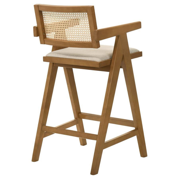 Kane - Woven Rattan Wood Bar Chair (Set of 2) - Light Walnut