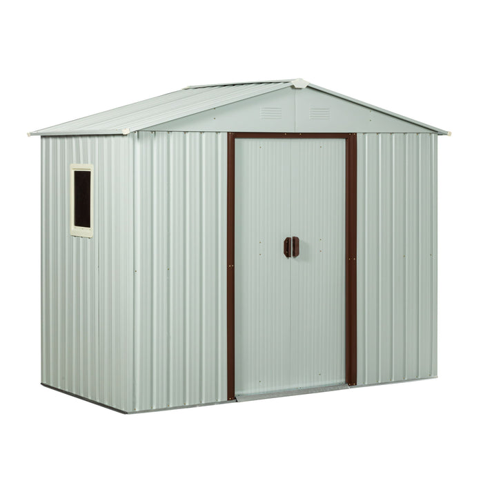 88.98" Outdoor Metal Storage Shed With Window