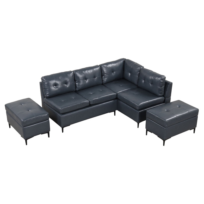 L-Shaped Corner Sofa Sectional Sofa Couch With Movable Storage Ottomans For Living Room