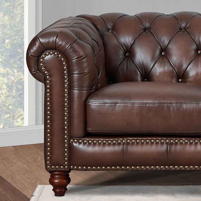 Alton Bay-Top Grain Leather Sofa Couch - Brown