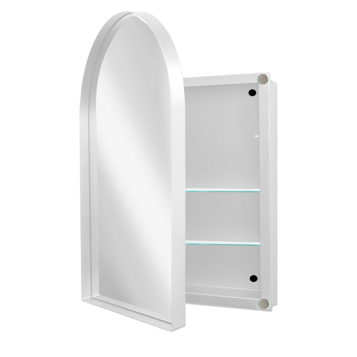 Arched Recessed Medicine Cabinet, Metal Framed Bathroom Wall Cabinet With Mirror And Adjustable Shelves, Wall Mirror With Storage For Bathroom