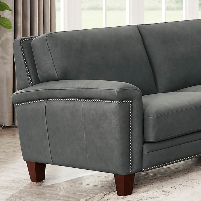 Sherwood - Leather Loveseat - Charcoal Gray